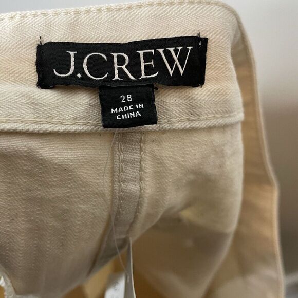 J.CREW Mini Skirt Women 28 Ecru Textured Denim NEW Button Front Pockets CA479 - Picture 11 of 15